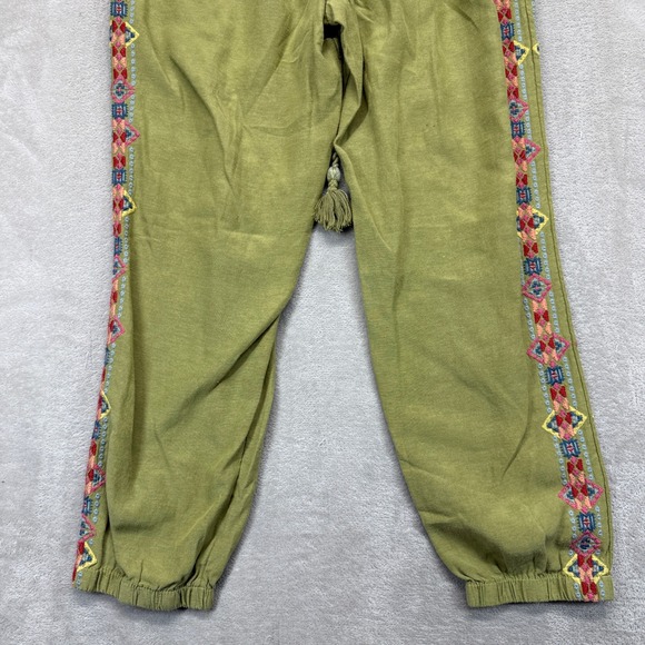 Sundance Pants Women's Small Buena Vista Colorful Embroidered Jogger Olive Boho - Picture 8 of 14